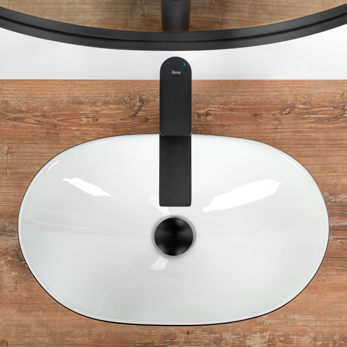 Lavoar pentru blat REA Royal Mini Black White - imagine 3