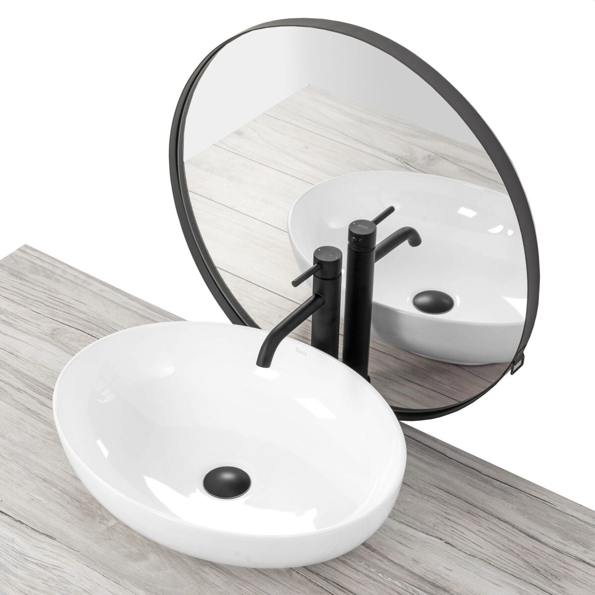 Lavoar pentru blat Rea Carola Slim Alb lucios - imagine 4
