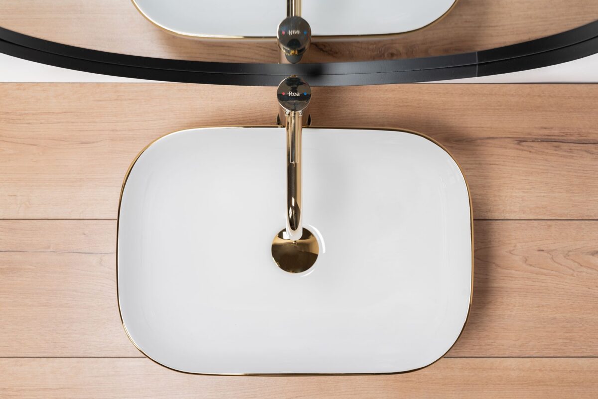 Lavoar pentru blat Rea Belinda Auriu Gold Edge - imagine 4