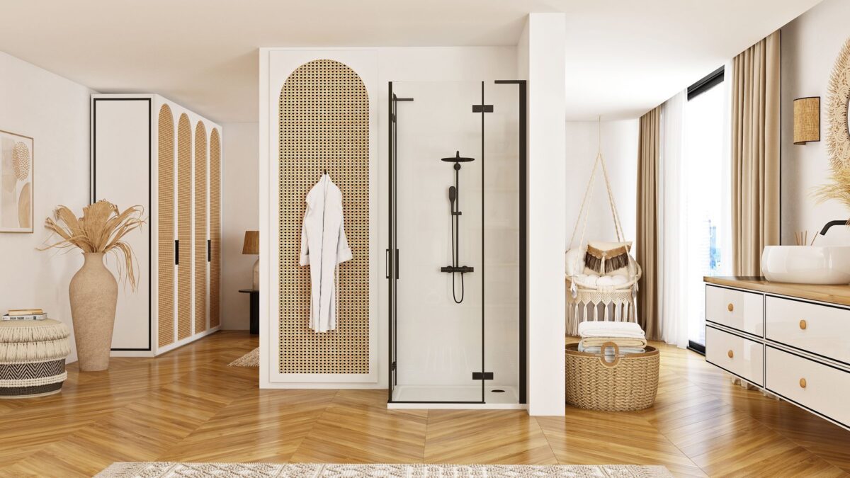 Cabina dus REA Hugo Double Black 90x100 - imagine 3