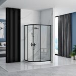 Cabina dus REA Look Black 80x100 + Cada de duș Look White