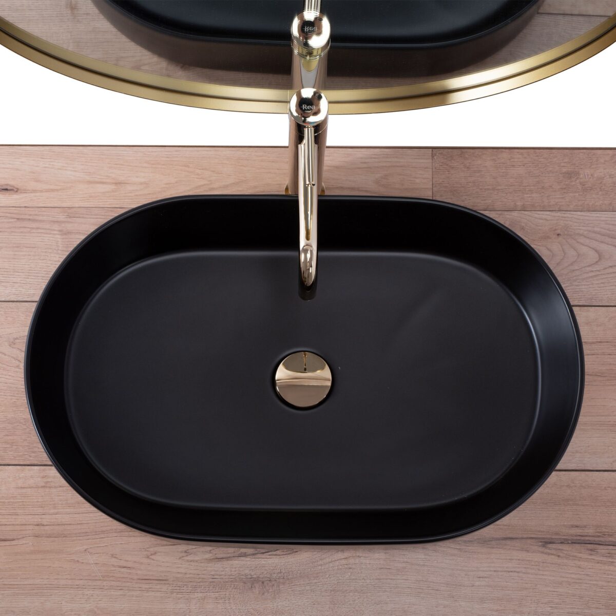 Lavoar ceramic pentru blat Rea Nadia Black Matt - imagine 3