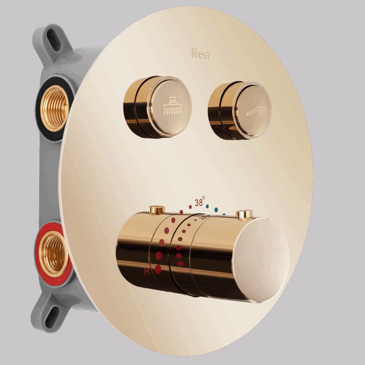 Set de duș incastrat Rea LUNGO Auriu + BOX cu Termostat - imagine 1