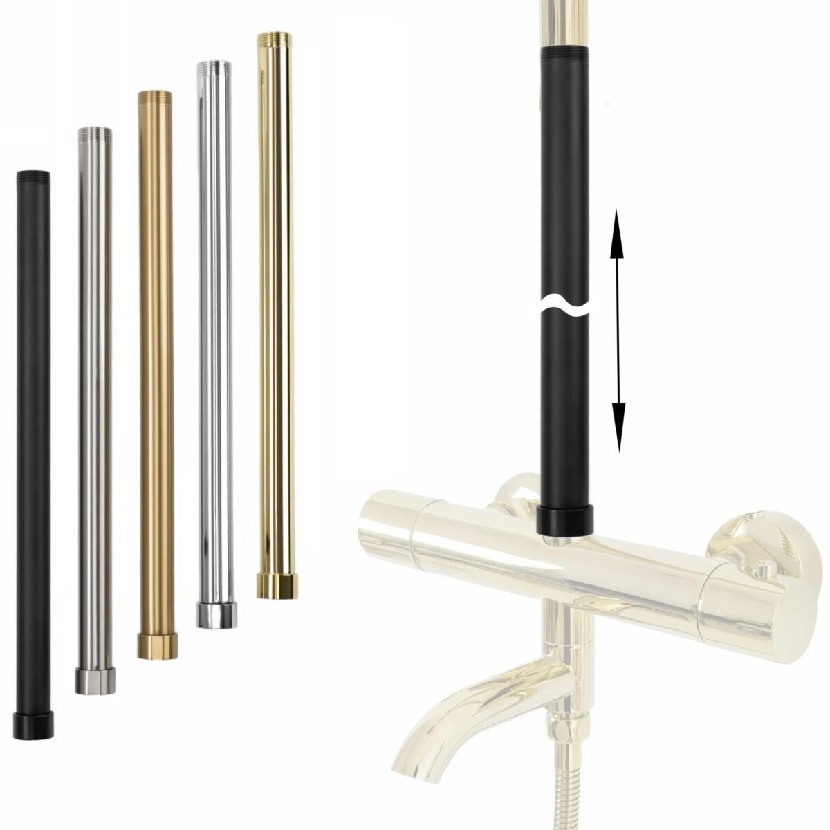 Prelungire coloana duș BRUSH GOLD 50cm - imagine 5